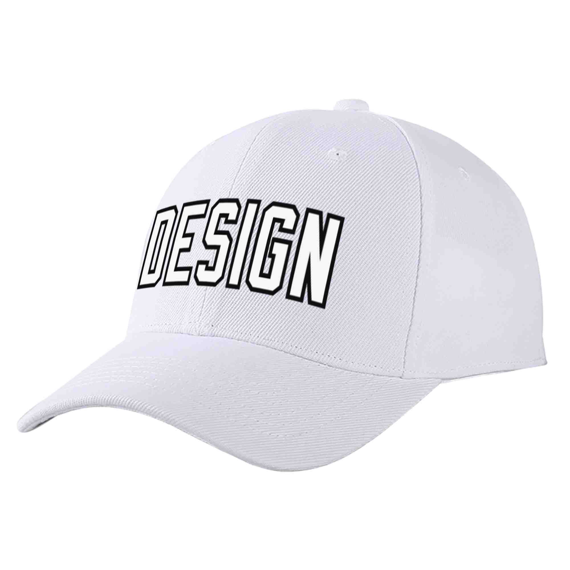 Custom White White-Black Curved Eaves Sport Design Baseball Cap