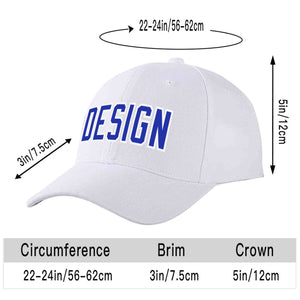 Custom White Royal-White Curved Eaves Sport Design Baseball Cap