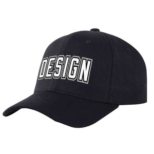 Custom Black White-Black Curved Eaves Sport Design Baseball Cap