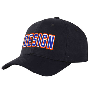 Custom Black Royal-White Curved Eaves Sport Design Baseball Cap