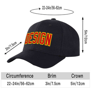 Custom Black Red-Yellow Curved Eaves Sport Design Baseball Cap