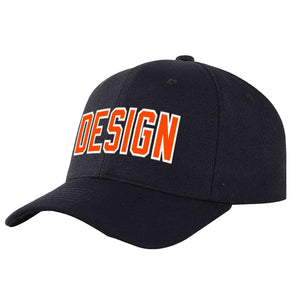 Casquette de baseball personnalisée noire orange-blanche avec avant-toit incurvé