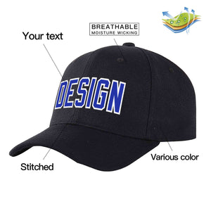 Casquette de baseball personnalisée noire Royal-White Curved Eaves Sport Design