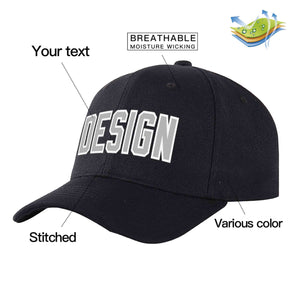 Custom Black Gray-White Curved Eaves Sport Design Baseball Cap