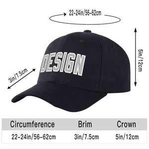 Custom Black Gray-White Curved Eaves Sport Design Baseball Cap