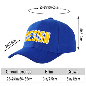 Casquette de baseball personnalisée Royal Yellow-White Curved Eaves Sport Design