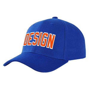 Custom Royal Orange-White Curved Eaves Sport Design Baseball Cap