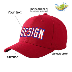 Custom Red White-Red Curved Eaves Sport Design Baseball Cap