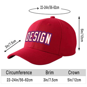 Custom Red White-Red Curved Eaves Sport Design Baseball Cap