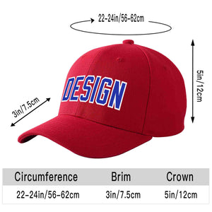 Custom Red Royal-White Curved Eaves Sport Design Baseball Cap