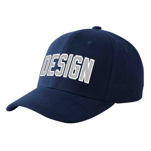 Custom Navy Gray-White Curved Eaves Sport Design Baseball Cap