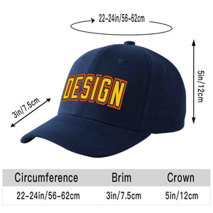 Custom Navy Gold-Navy Curved Eaves Sport Design Baseball Cap