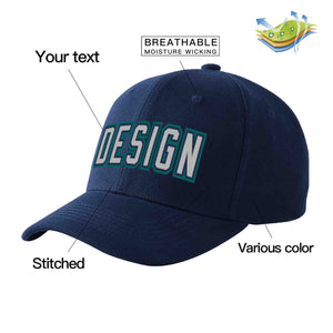 Custom Navy Gray-Navy Curved Eaves Sport Design Baseball Cap