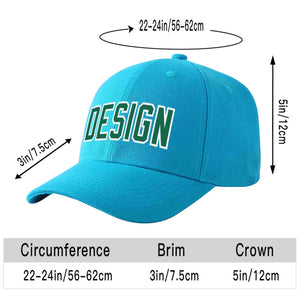 Custom Aqua Kelly Green-White Curved Eaves Sport Design Baseball Cap