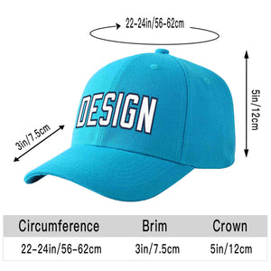 Custom Aqua White-Navy Curved Eaves Sport Design Baseball Cap