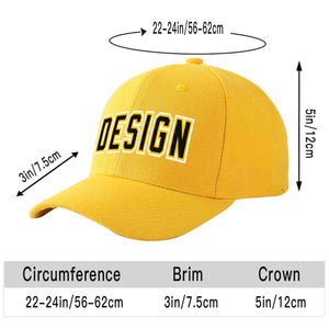 Custom Gold Black-Gold Curved Eaves Sport Design Baseball Cap