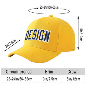 Custom Gold Navy-White Curved Eaves Sport Design Baseball Cap