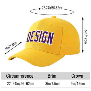 Casquette de baseball incurvée personnalisée en or violet-blanc avec avant-toit