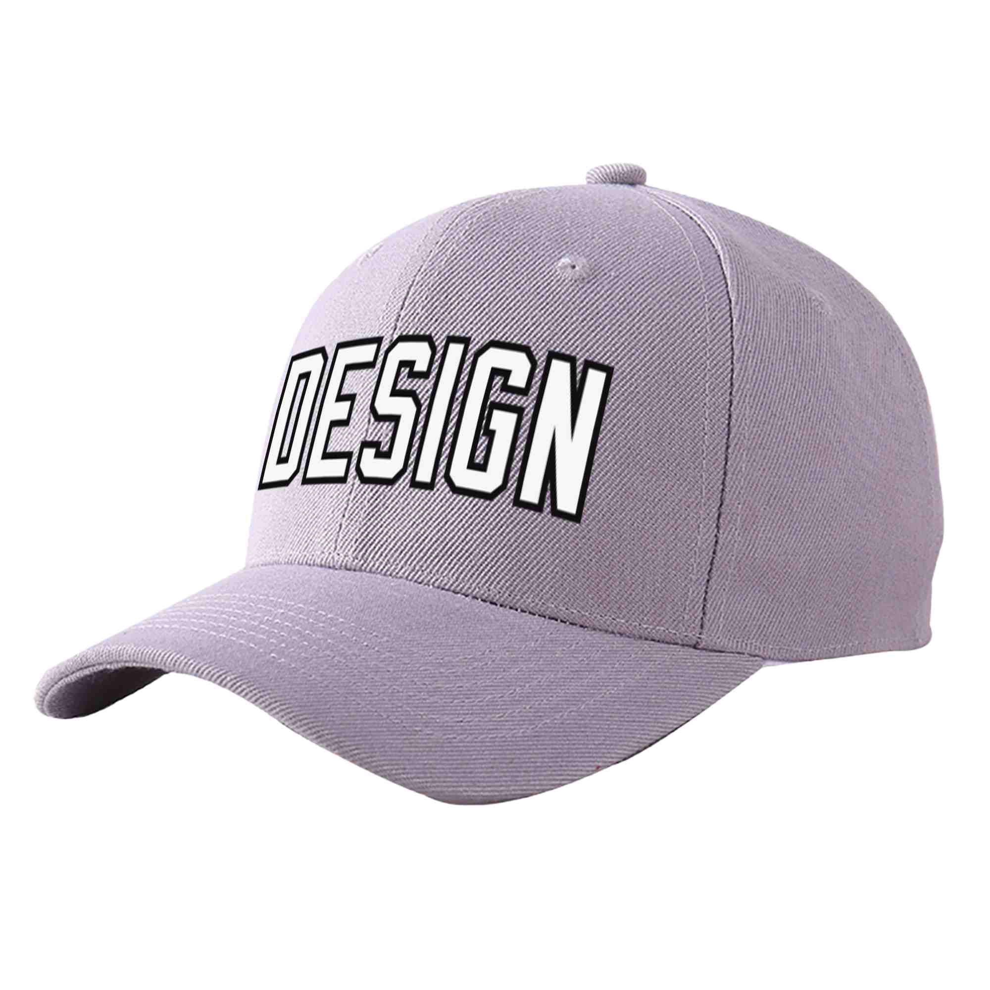 Custom Gray White-Black Curved Eaves Sport Design Baseball Cap