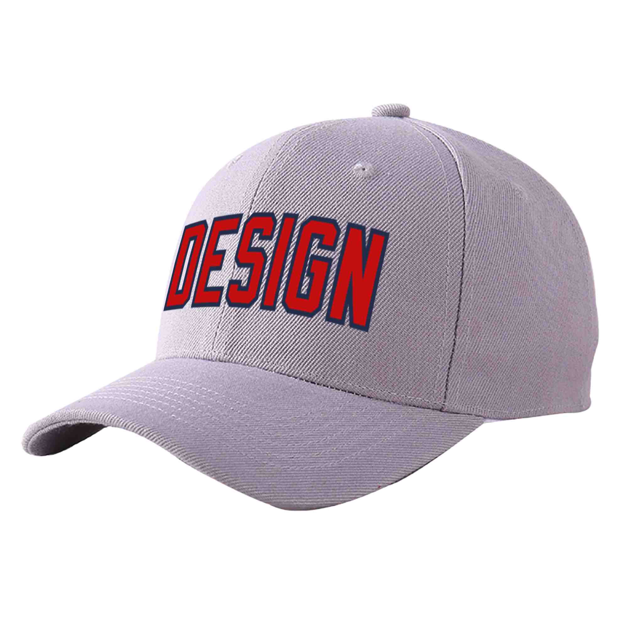 Casquette de baseball courbée Eaves Sport Design personnalisée gris rouge-marine