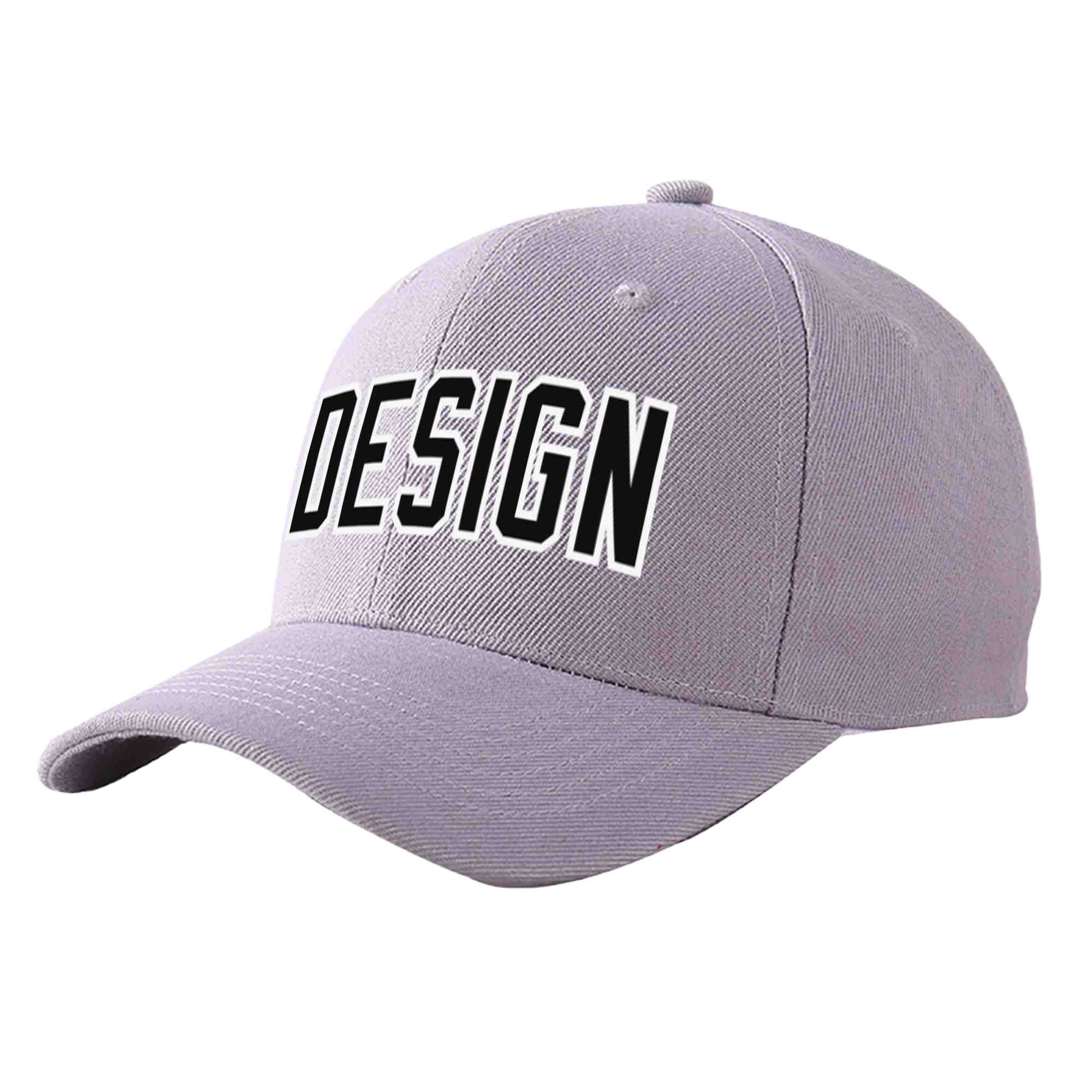 Casquette de baseball personnalisée gris noir-blanc courbé Eaves Sport Design