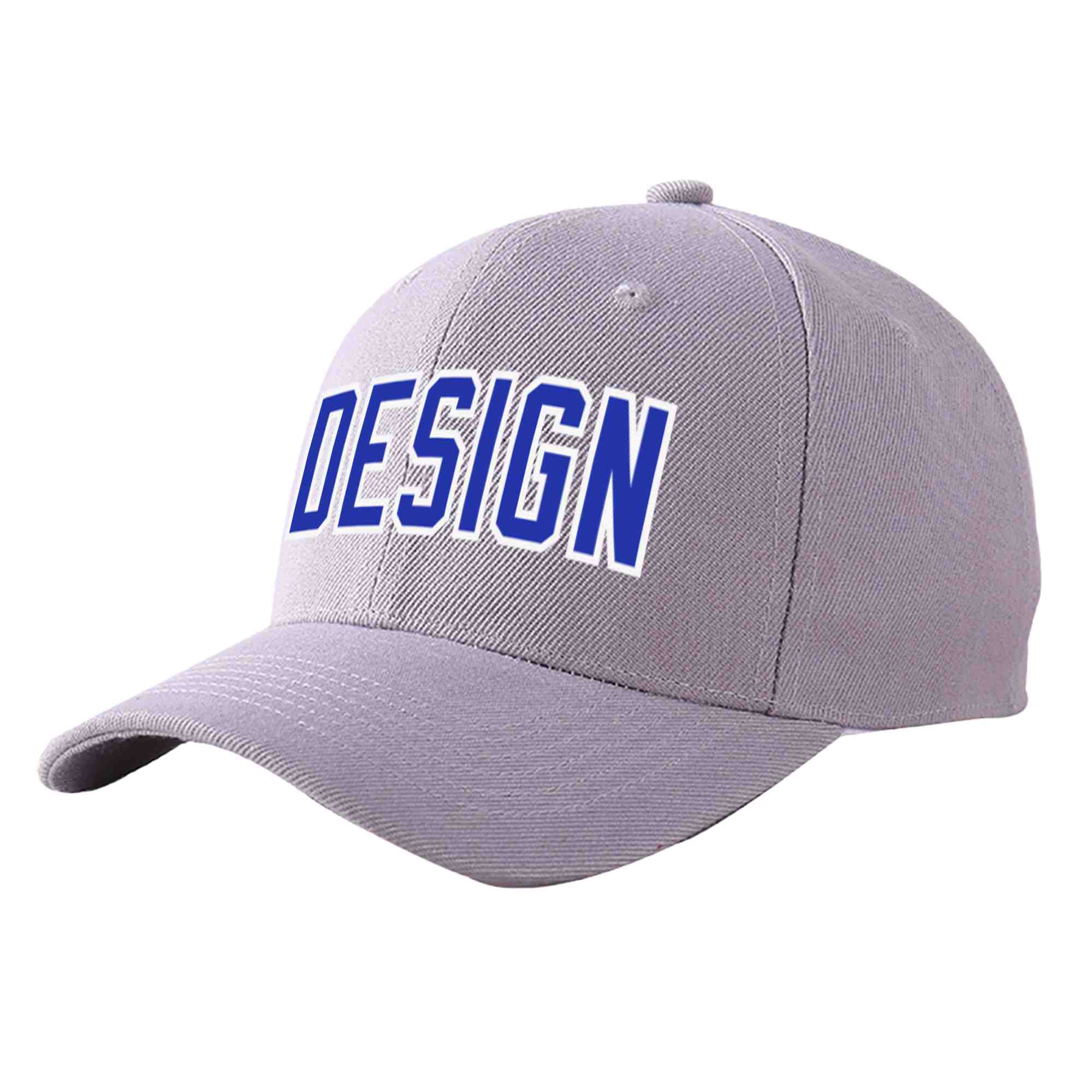 Casquette de baseball personnalisée gris royal-blanc courbé Eaves Sport Design