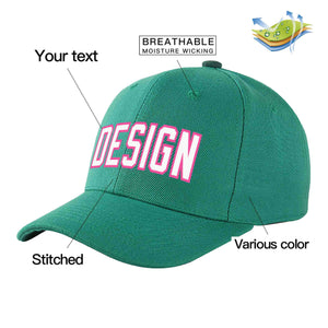 Casquette de baseball incurvée personnalisée vert clair blanc-rose avec avant-toit