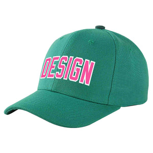 Casquette de baseball incurvée personnalisée vert clair rose-blanc avec avant-toit