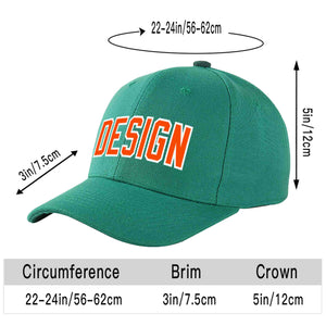 Casquette de baseball incurvée personnalisée vert clair orange-blanc avec avant-toit