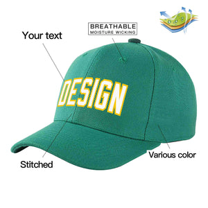 Casquette de baseball courbée personnalisée vert clair blanc-or avec avant-toit