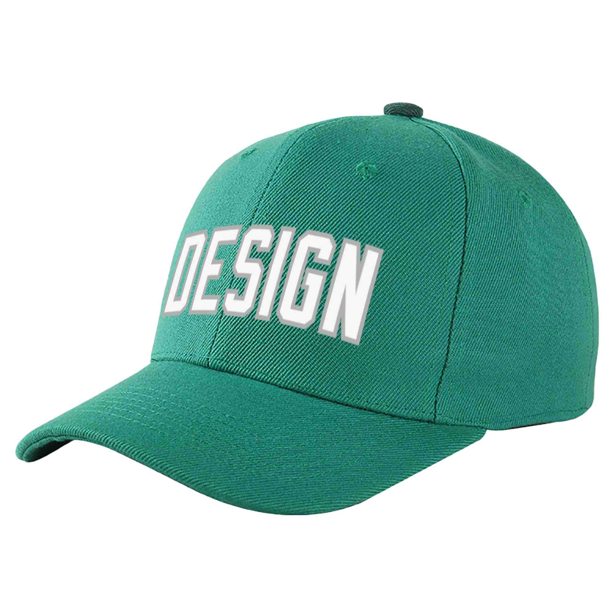 Casquette de baseball incurvée personnalisée vert clair gris-blanc avec avant-toit