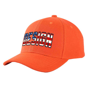 Casquette de baseball personnalisée Tangerine Vintage USA Flag-Gold Curved Eaves Sport Design