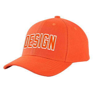 Custom Tangerine Orange-White Curved Eaves Sport Design Baseball Cap