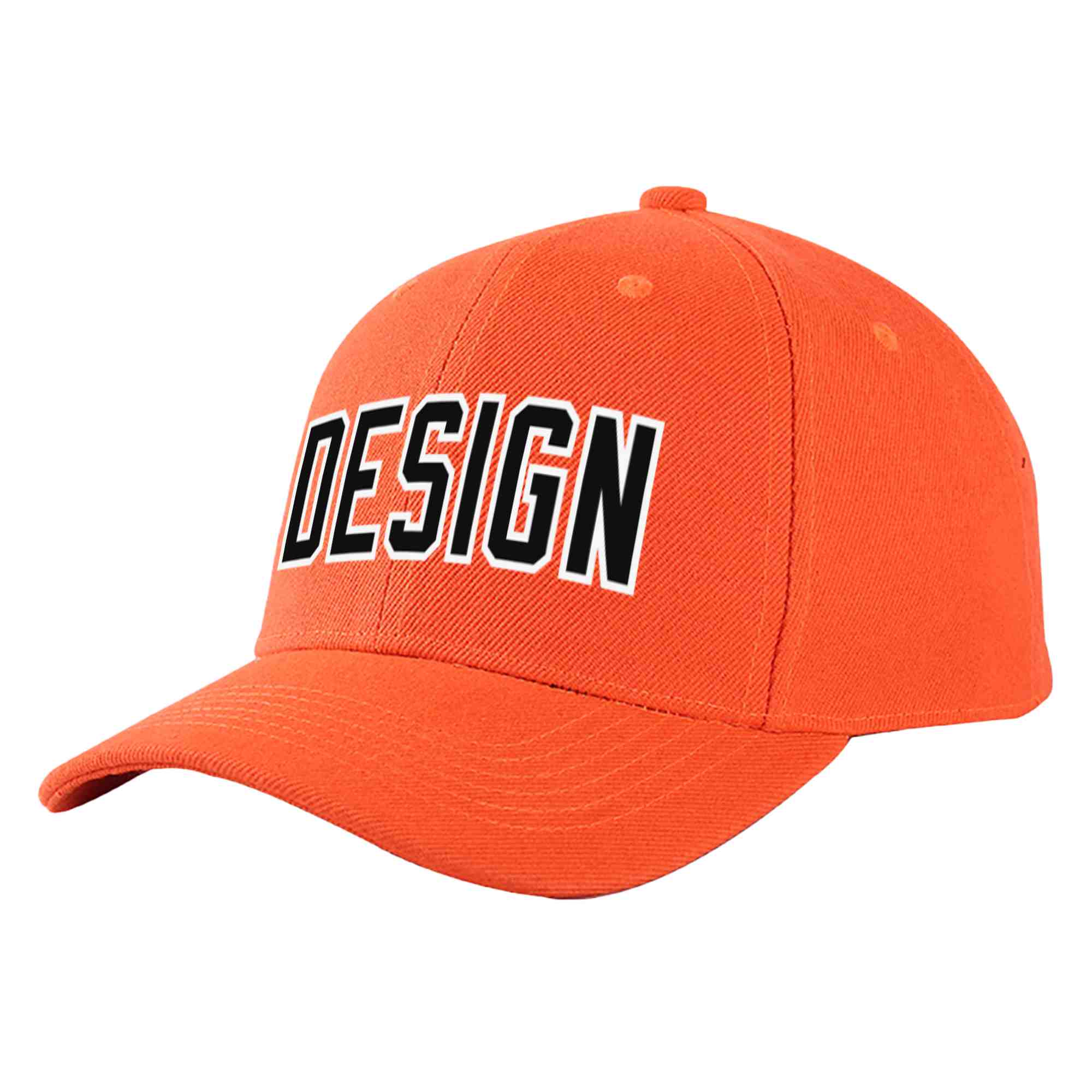 Casquette de baseball personnalisée Tangerine noir-blanc incurvée Eaves Sport Design