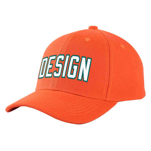 Custom Tangerine White-Aqua Curved Eaves Sport Design Baseball Cap