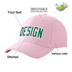 Custom Pink Kelly Green-White Curved Eaves Sport Design Baseball Cap