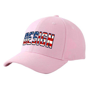 Custom Pink Vintage USA Flag-Gold Curved Eaves Sport Design Baseball Cap