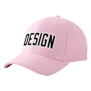 Custom Pink Black-White Curved Eaves Sport Design Baseball Cap