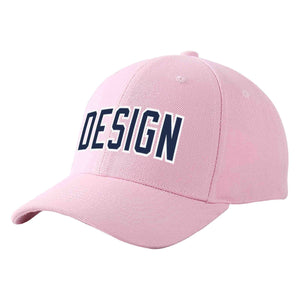 Custom Pink Navy-White Curved Eaves Sport Design Baseball Cap