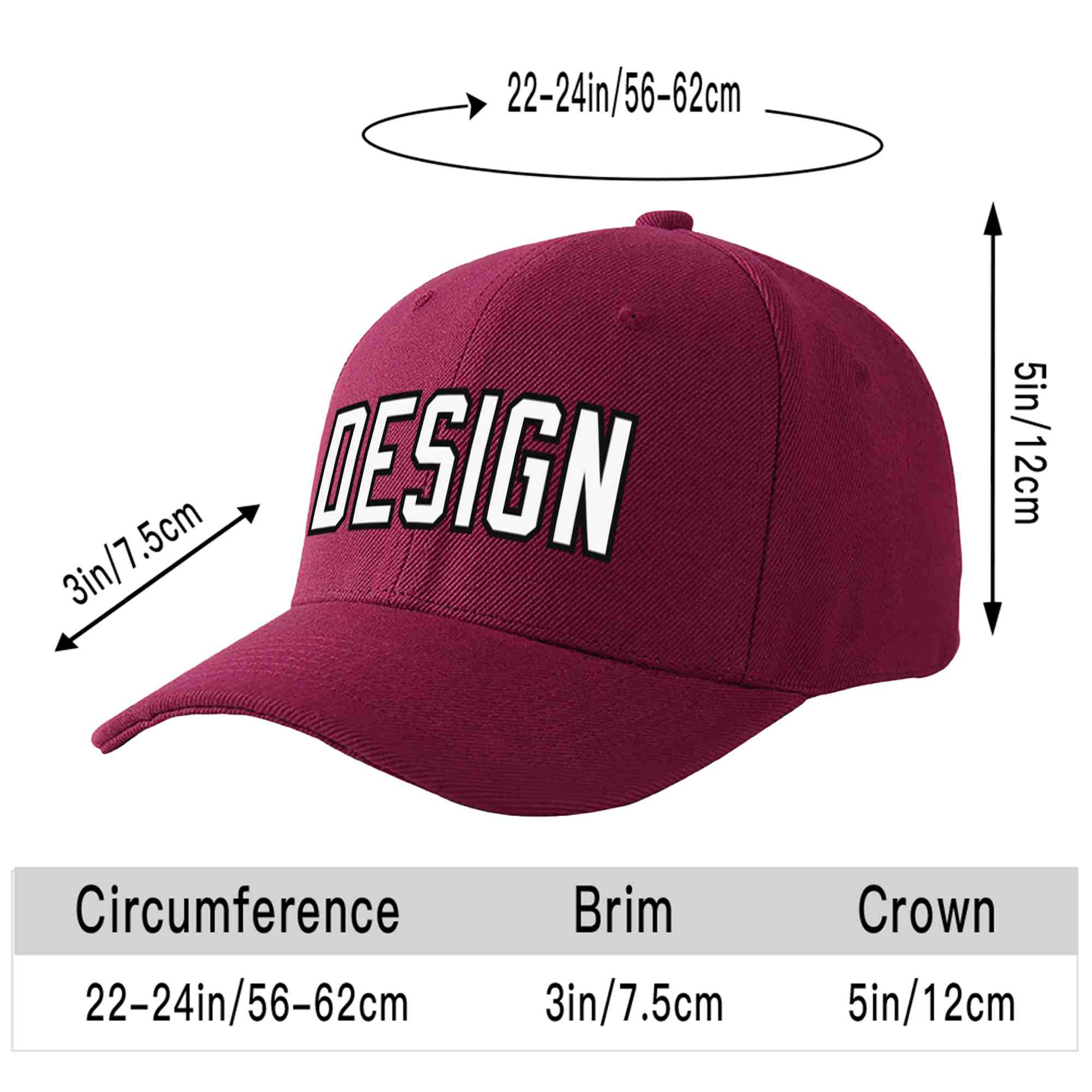 Casquette de baseball de conception de sport d'avant-toit incurvé blanc-noir de vin rouge personnalisé