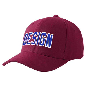 Casquette de baseball de conception de sport d'avant-toit incurvée blanc royal de vin rouge personnalisé