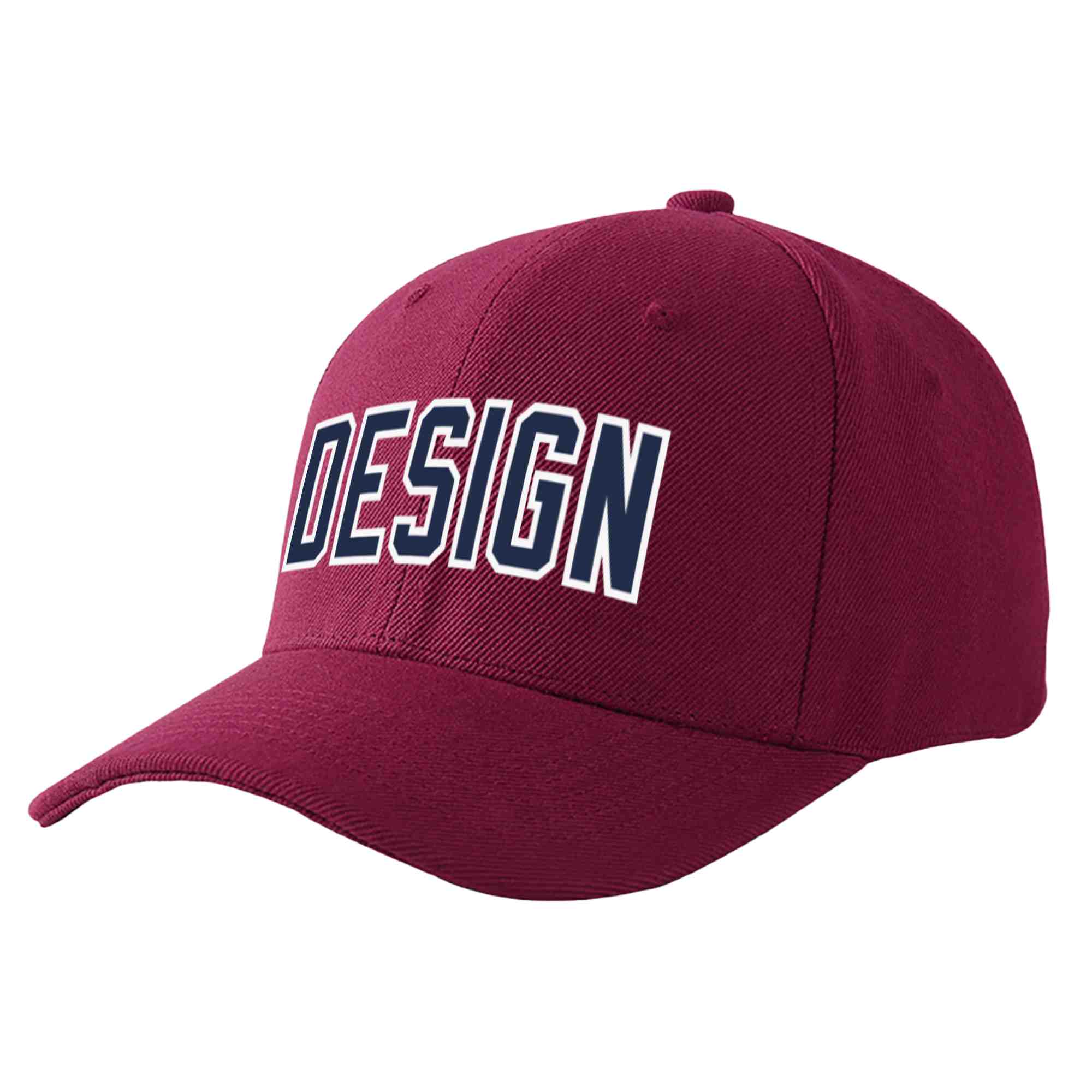 Casquette de baseball de conception de sport d'avant-toit incurvée bleu marine-blanc de vin rouge personnalisé