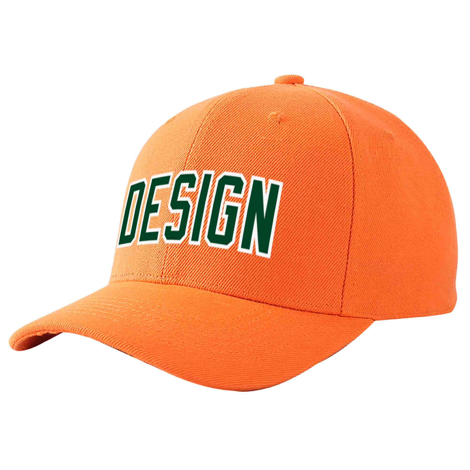 Casquette de baseball incurvée personnalisée orange vert-blanc avec avant-toit