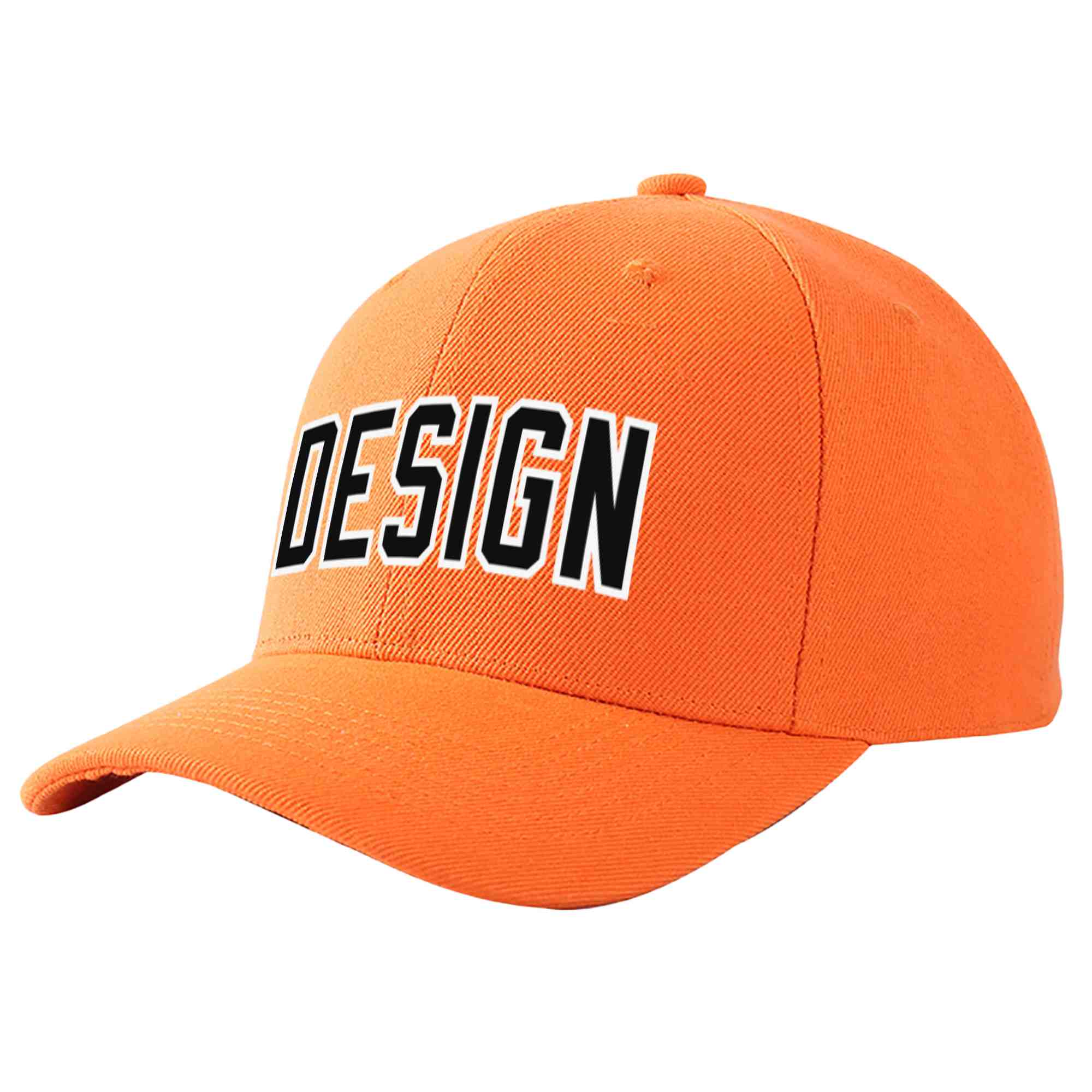 Custom Orange Black-White Curved Eaves Sport Design Baseball Cap