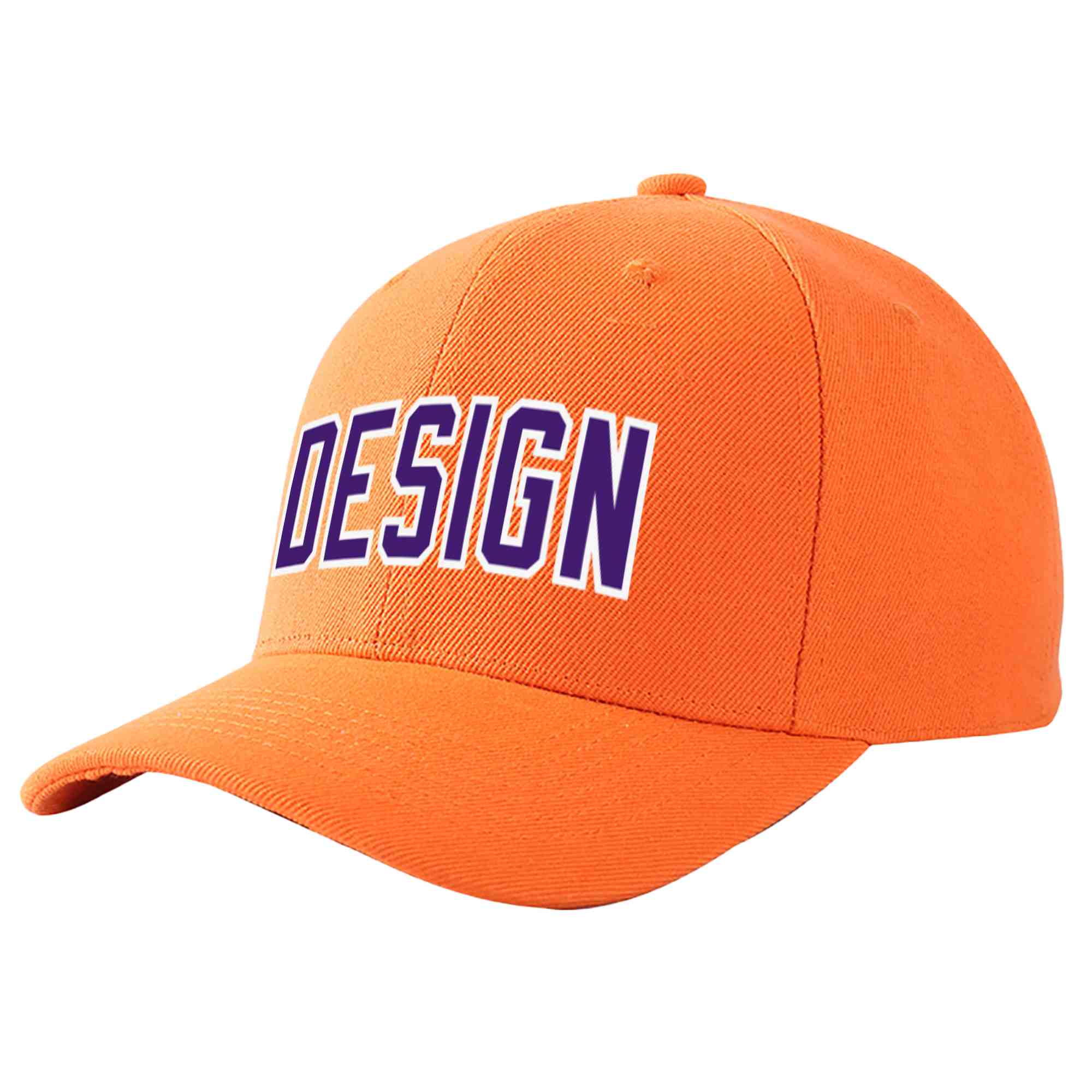 Casquette de baseball incurvée personnalisée orange violet-blanc avec avant-toit