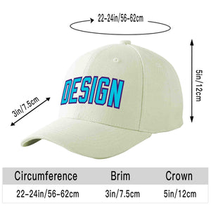 Custom Cream Light Blue-Purple Curved Eaves Sport Design Baseball Cap