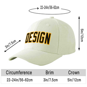 Casquette de baseball incurvée personnalisée crème noir-jaune avec avant-toit