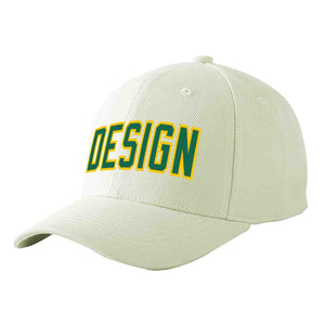 Casquette de baseball personnalisée crème Kelly vert-or courbée Eaves Sport Design