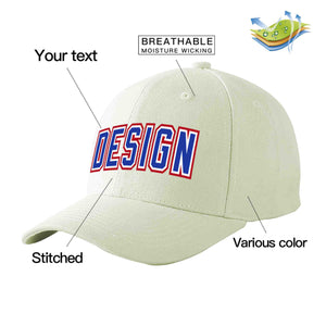 Custom Cream Royal-White Curved Eaves Sport Design Baseball Cap