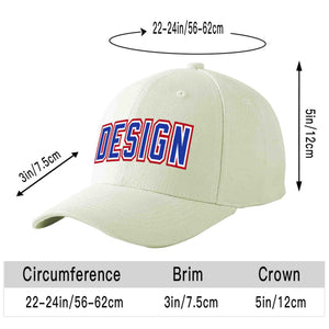 Custom Cream Royal-White Curved Eaves Sport Design Baseball Cap